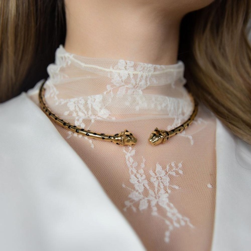 Колье Polina Firenze, гривна, пантера с кристаллами и эмалью, PF26.1-CL4364 золотистый фото 3