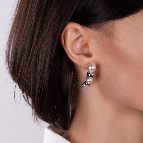 Серьги Moon Paris, Ringo Queen, асимметричные, с жемчугом и перламутром, MRQ-23.03-014 серебристый фото 5