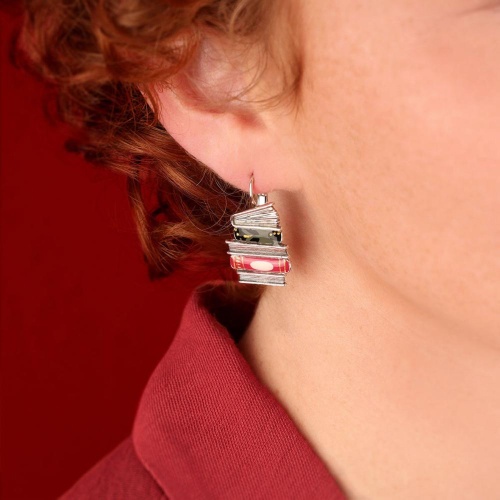 Серьги TARATATA, Romans, асимметрия,цветная смола, золотая краска, TT-H25-01703-10M серебристый фото 2