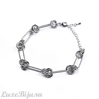 Браслет Moon Paris, Ringo, с двойными кольцами и кручеными звеньями, MR-22.04-107 серебристый