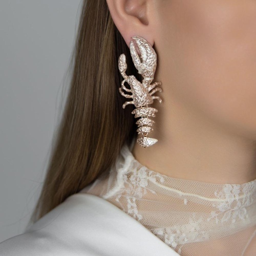 Серьги Moon Paris, рак с цветной эмалью, Mo-Y26.03-004 белый фото 2