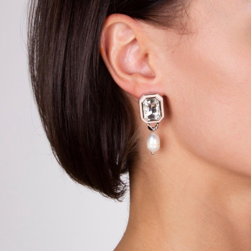 Серьги Moon Paris, Ringo, асимметричные, с кристаллом и жемчугом, MR-22.03-052 хрустальный фото 7