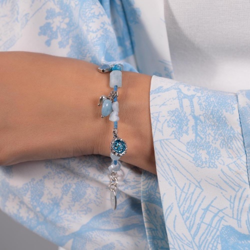 Браслет Lanzerotti, Marino, аквамарин, агат, бирюза, перламутр, LZ-25.06-175 голубой фото 5