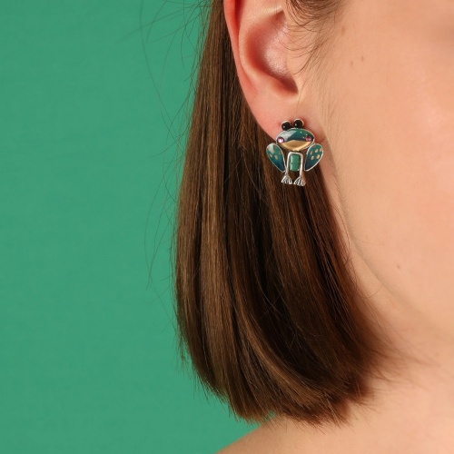 Серьги TARATATA, Rainette, смола,стразы,бусина,золотая краска, TT-T24-06933-104 зеленый фото 2