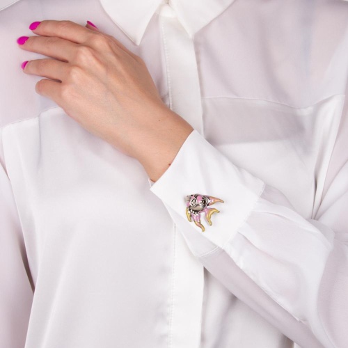 Брошь Moon Paris, рыбка с кристаллами, Mo-22.03-002 розовый фото 3