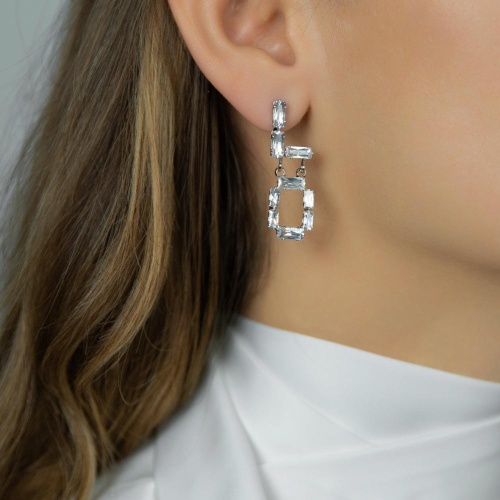 Серьги Moon Paris, Bohemia, асимметричные, LOVE с кристаллами, MB-26.01-001 хрустальный фото 3