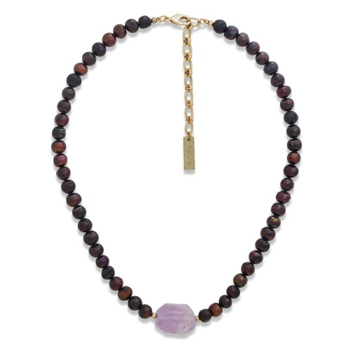 Колье Nature Bijoux, Belle de nuit, с жемчугом и аметистом, NB26.2-15-43970 бордовый