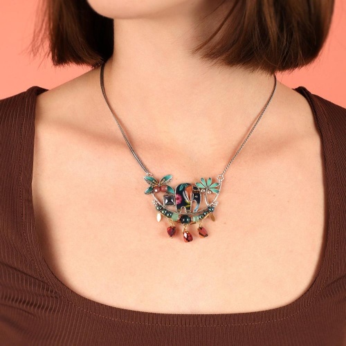 Колье TARATATA, Papong, смола, бусины, стразы, тигровый глаз, TT-E24-11120-10M серебристый фото 7