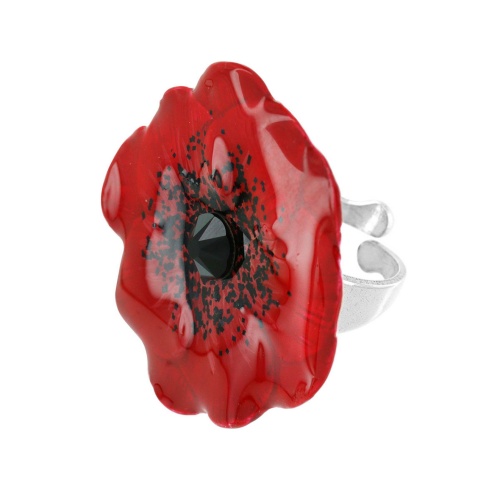 Кольцо TARATATA, Joli coquelicot, разъемное, с цветной смолой и кристаллом, TT-T23-06413-103 красный фото 2