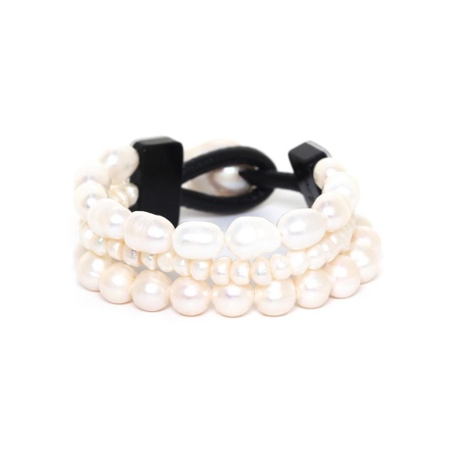 Браслет Nature Bijoux, Moonlight, ракушка Capiz в смоле, жемчуг, кожа, NB26.2-13CP43560 белый