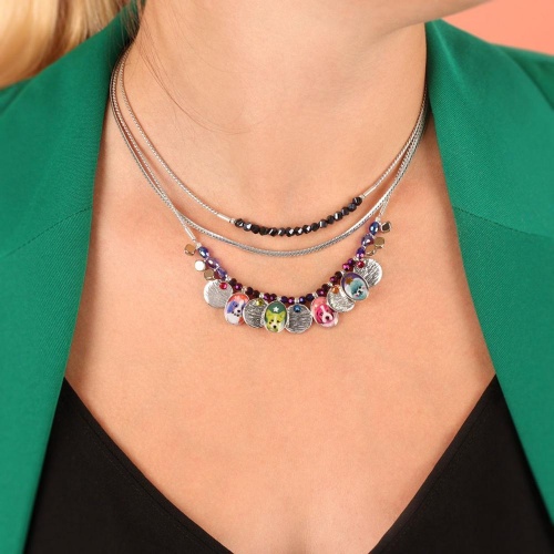 Колье TARATATA, Tootoo, со смолой,бусинами,стразами и блестками, TT-W23-10117-10M серебристый фото 4