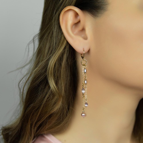 Серьги Lanzerotti, Iris, с жемчугом и кошачьим глазом, LZ-26.03-091 розовый фото 2