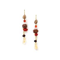 Серьги Nature Bijoux, Bangalore, рудракша,цитрин,агат,кварц,плоды дерева, NB23.2-12-79083 коричневый