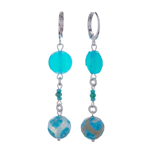 Серьги Lanzerotti, Atlantide, с агатом и кристаллом, LZ-23.03-105 голубой