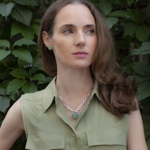 Пусеты Fiore Luna GREEN AVENTURINE, LE1109 G/S фото 4