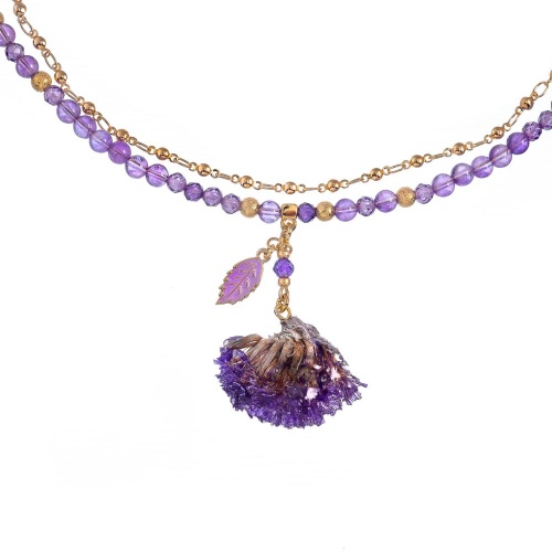 Колье Lanzerotti, Erbario, двойное, с аметистом и соцветием, LZ-26.02-063 фиолетовый фото 2