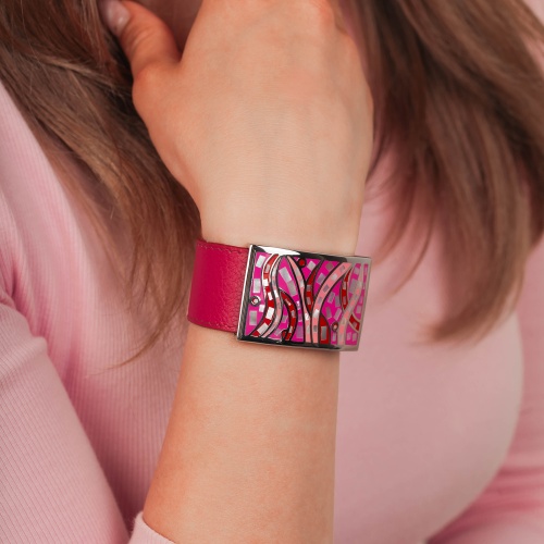 Браслет Fiore Luna на кожаном фиолетовом ремешке, CB00230-7 V/S фото 4