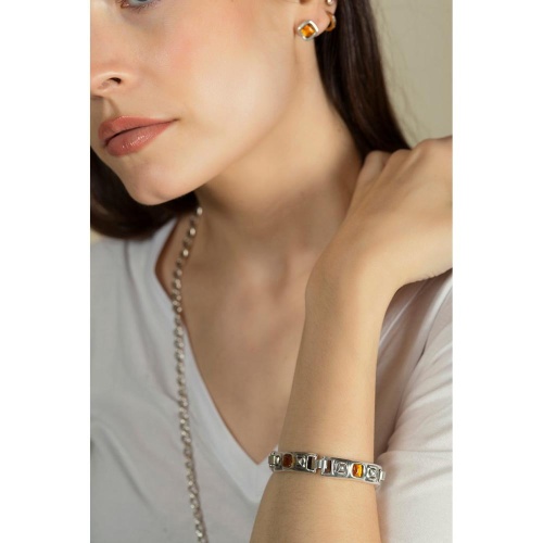 Браслет Ciclon, Multi Kubik, металл, с муранским стеклом, CN-243103 бирюзовый, 20 фото 3