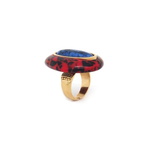 Кольцо Nature Bijoux, Vesuvio, дюмортьерит, уголь в смоле, перламутр, NB24.2-19-25265 красный фото 4
