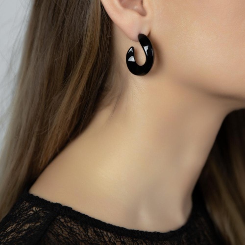 Серьги Moon Paris, Ringo, полукольца с цветной эмалью, MR-26.01-054 черный фото 2