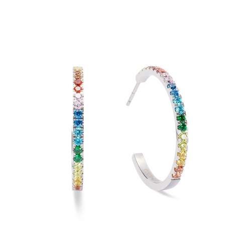 Серьги Coeur de Lion Hoop Multicolour Silver 30мм, 0147/23-1517 фото 7