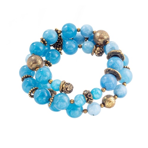 Браслет Alcozer&J, пружина, с аквамарином, AL-B118AB23-R синий