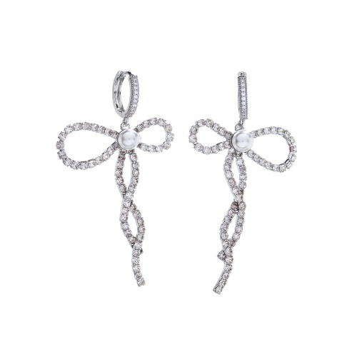 Серьги Moon Paris, Bohemia, бант с кристаллами и жемчугом, MB-26.01-007 хрустальный