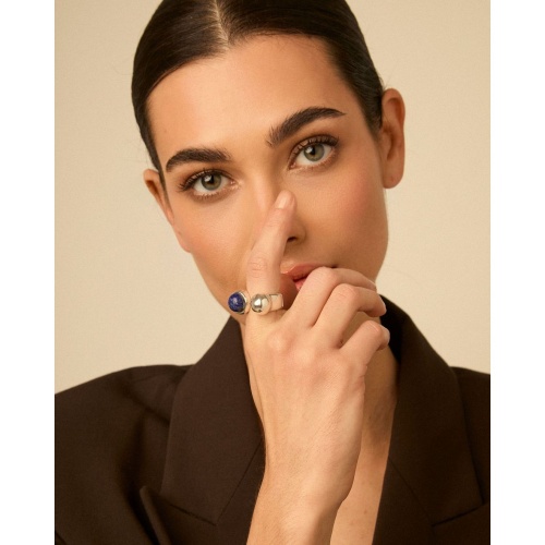 Кольцо VIDDA, Olympia, незамкнутое, с лазуритом, VD26.1-02400205 синий, 18,5 фото 2