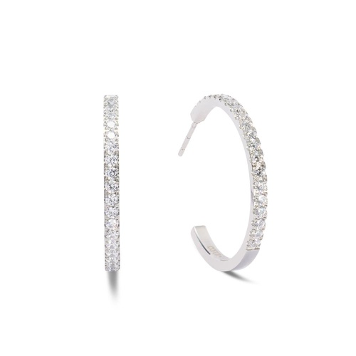 Серьги Coeur de Lion Hoop Crystal-Silver 30мм, 0147/23-1817 фото 3