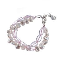 Браслет Lanzerotti, Monroe, двойной, с розовым кварцем и жемчугом, LZ-23.07-272 белый
