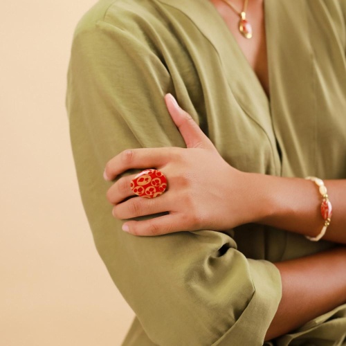 Кольцо Nature Bijoux, Piccadilly, разъемное, с пальмовым орехом в смоле, NB23.2-19-25015 красный фото 5