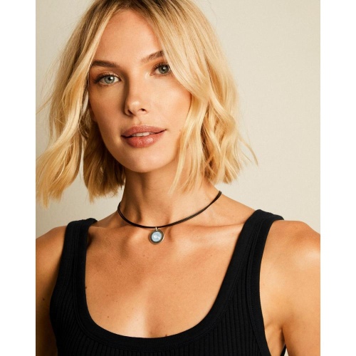 Колье VIDDA, Sweet, кожаное, с кристаллом Swarovski, VD25.2-01868 серый фото 4