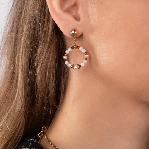 Серьги Lanzerotti, Splendore, с жемчугом, перламутром и гематитом, LZ-24.08-308 золотистый фото 2