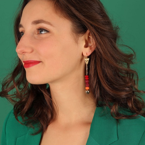 Серьги TARATATA, Glam Rock, со стеклянными бусинами, TT-H23-08738-203 красный фото 5