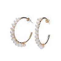 Серьги Moon Paris, полукольца, жемчуг, Mo-20.02-071 золотистый