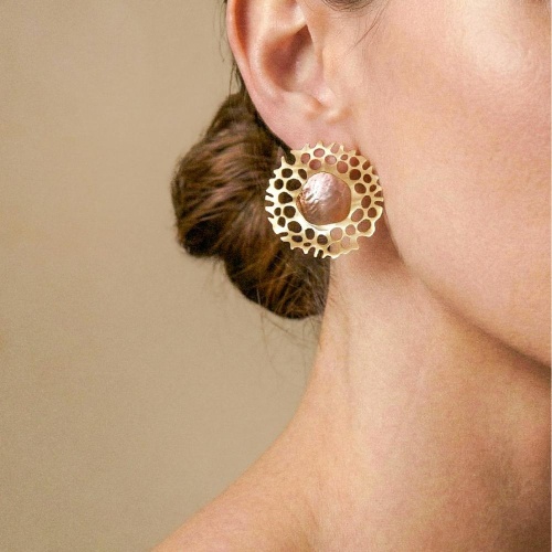 Серьги Nature Bijoux, Corallium, с перламутром, NB26.2-12-90760 коричневый фото 2