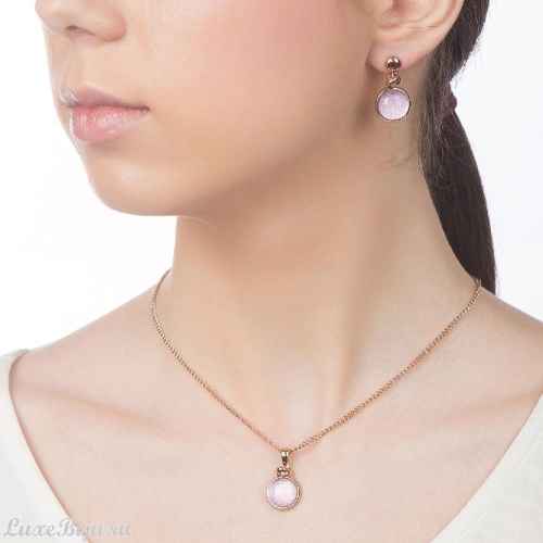 Серьги Qudo Caneva Big light pink 312764 G/RG фото 2