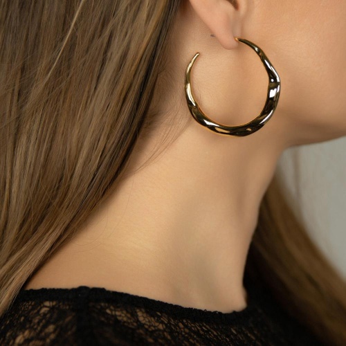 Серьги Moon Paris, Ringo, полукольца с рельефом в виде волны, MR-26.01-035 золотистый фото 2