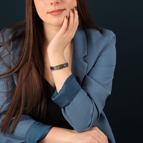 Браслет TARATATA, Chardon bleu, со стеклянными бусинами, тигровым глазом, TT-H24-09314-204 синий фото 3