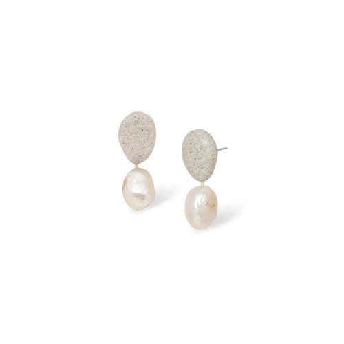 Серьги Nature Bijoux, Bora Bora, с прессованным песком и жемчугом, NB26.2-12-90800 серый