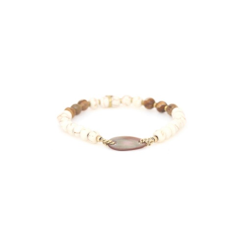 Браслет Nature Bijoux, Alhambra, стрейч,перламутр, говлит, пейзажная яшма, NB25.1-13-44112 коричневый