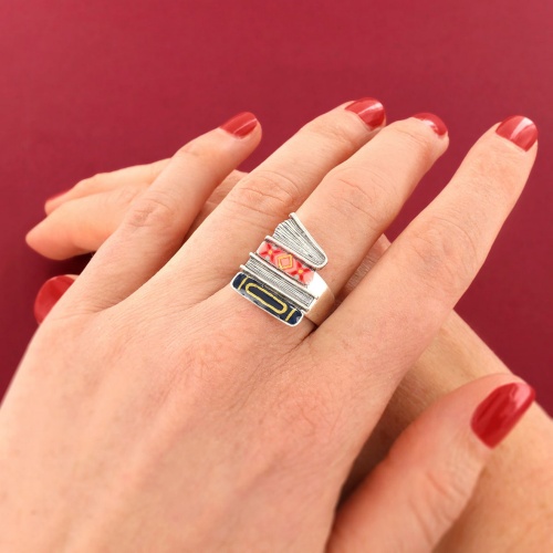 Кольцо TARATATA, Romans, разъемное, цветная смола, золотая краска, TT-H25-01403-10M серебристый фото 2