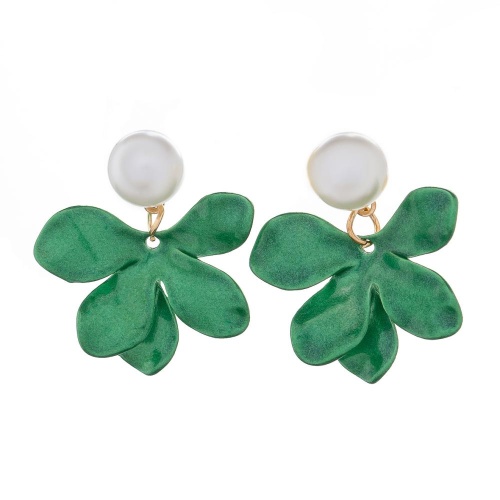 Серьги Moon Paris, с жемчужной бусиной и цветком, Mo-Y24.06-065 зеленый