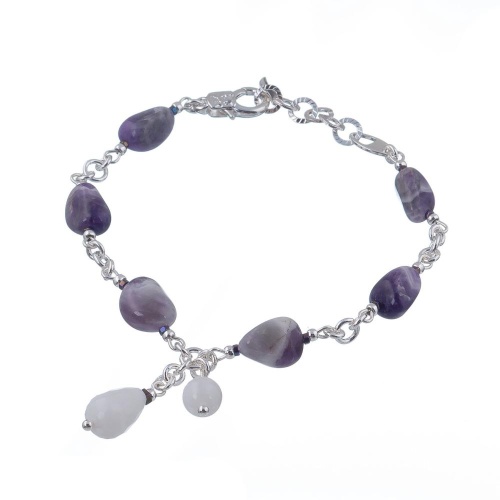Браслет Lanzerotti, Glicine, агат, аметист, гематит, лунный камень, LZ-24.04-210 фиолетовый