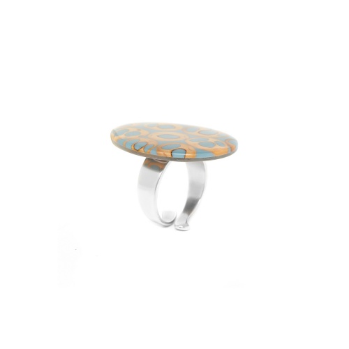 Кольцо Nature Bijoux, Piccadilly, разъемное, с пальмовым орехом в смоле, NB23.2-19-25017 голубой фото 2