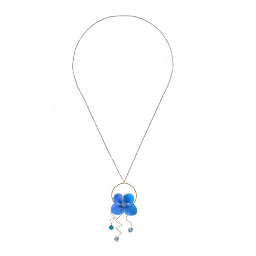Колье Catherine Bijoux, Primrose and crystals, с цветком и кристаллами, CB26.1-5626AG голубой фото 2