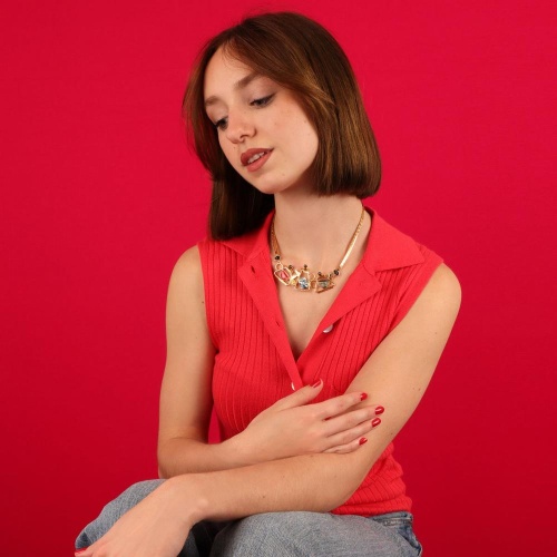 Колье TARATATA, Cannelle, с цветной смолой и стеклянными бусинами, TT-E24-01101-20M золотистый фото 7