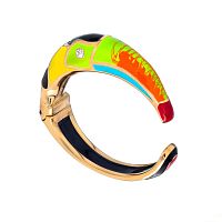 Браслет Polina Firenze, кафф, тукан с эмалью и кристаллами, PF25.2-BR4319 золотистый