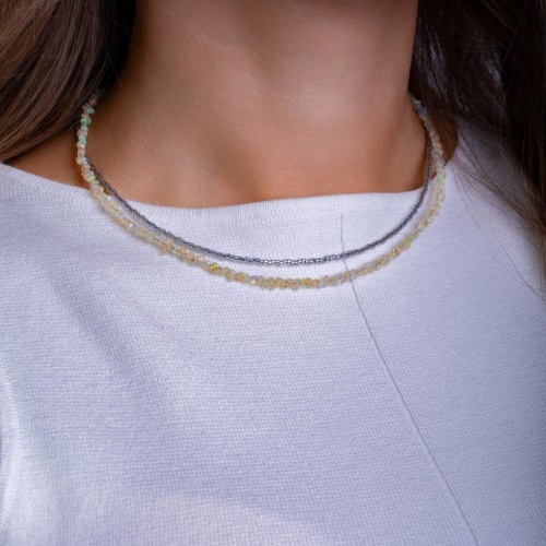 Колье Lanzerotti, Ispirazione, двойное, опал, японский бисер, LZ-24.10-440 серебристый фото 3