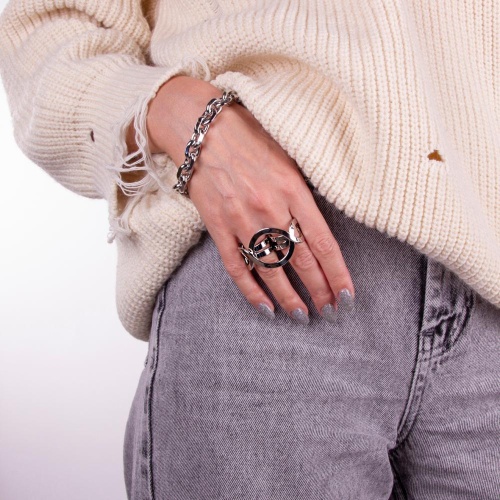 Кольцо Moon Paris, Ringo, двойное, широкое, MR-22.12-223 серебристый фото 4